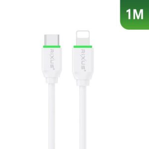Cabo Type-C p/ Lightning Rixus Carregamento Rápido 20W Branco - 1M